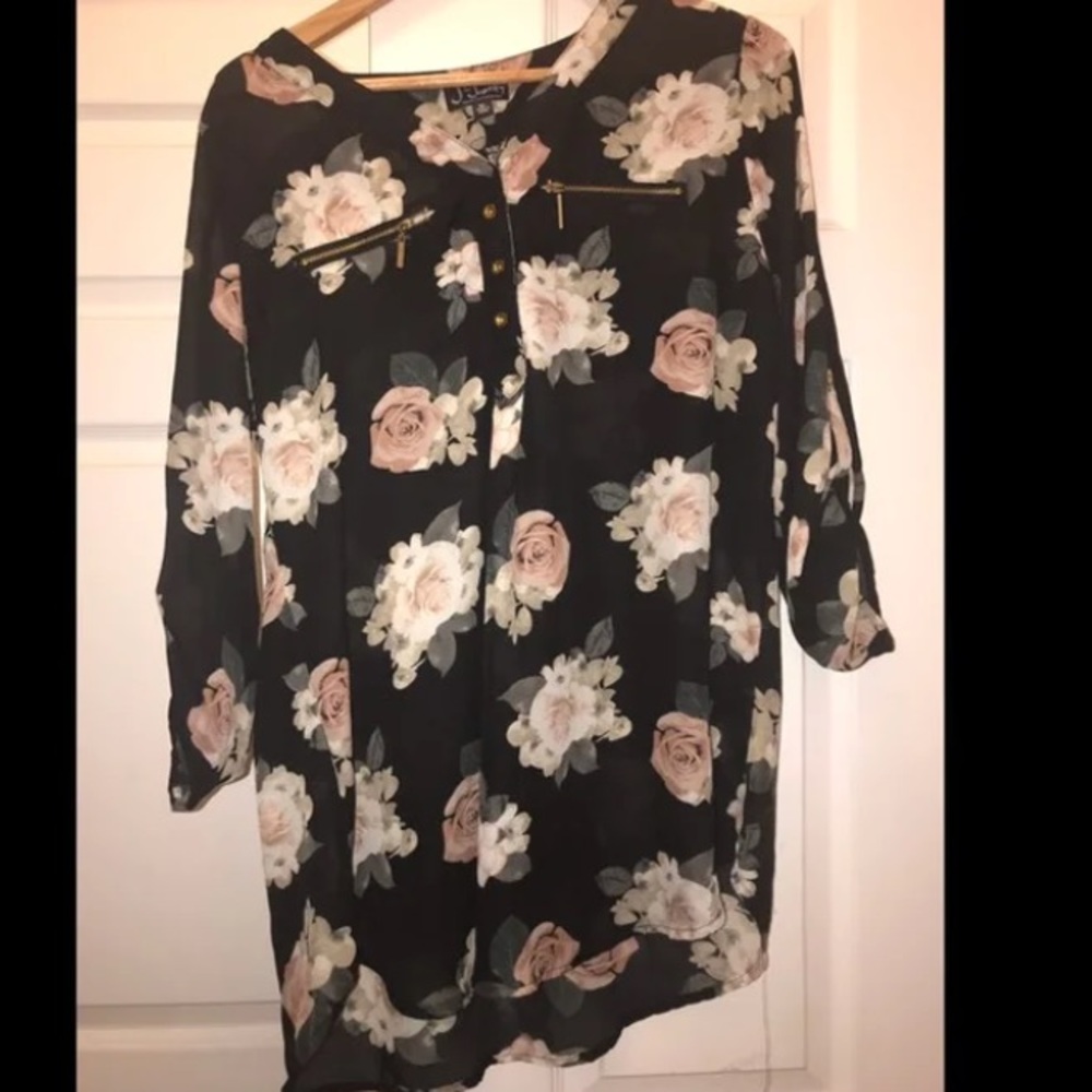 Sheer floral blouse top